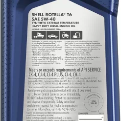 Shell Rotella T6 Full Synthetic 5W-40 Diesel Engine Oil (1-Quart, Case of 6)