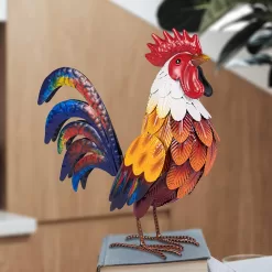 Natelf Metal Rooster Garden Statues & Sculptures, Chicken Yard Art Decor Standing Animal Lawn Ornament