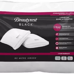 Beautyrest Black Down Alternative Pillows, 2-Pack Standard Queen