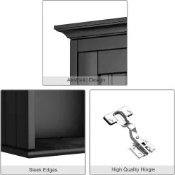 Treocho Wood Wall Cabinet Bathroom Medicine Cabinet Storage, Black