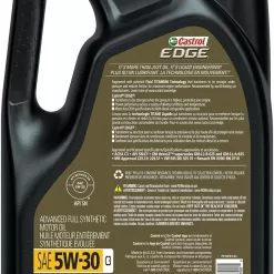 Castrol 03559 Edge 5W-30 C3 Advanced Full Synthetic Motor Oil, 5 Quart, 3 Pack