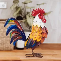 Natelf Metal Rooster Garden Statues & Sculptures, Chicken Yard Art Decor Standing Animal Lawn Ornament