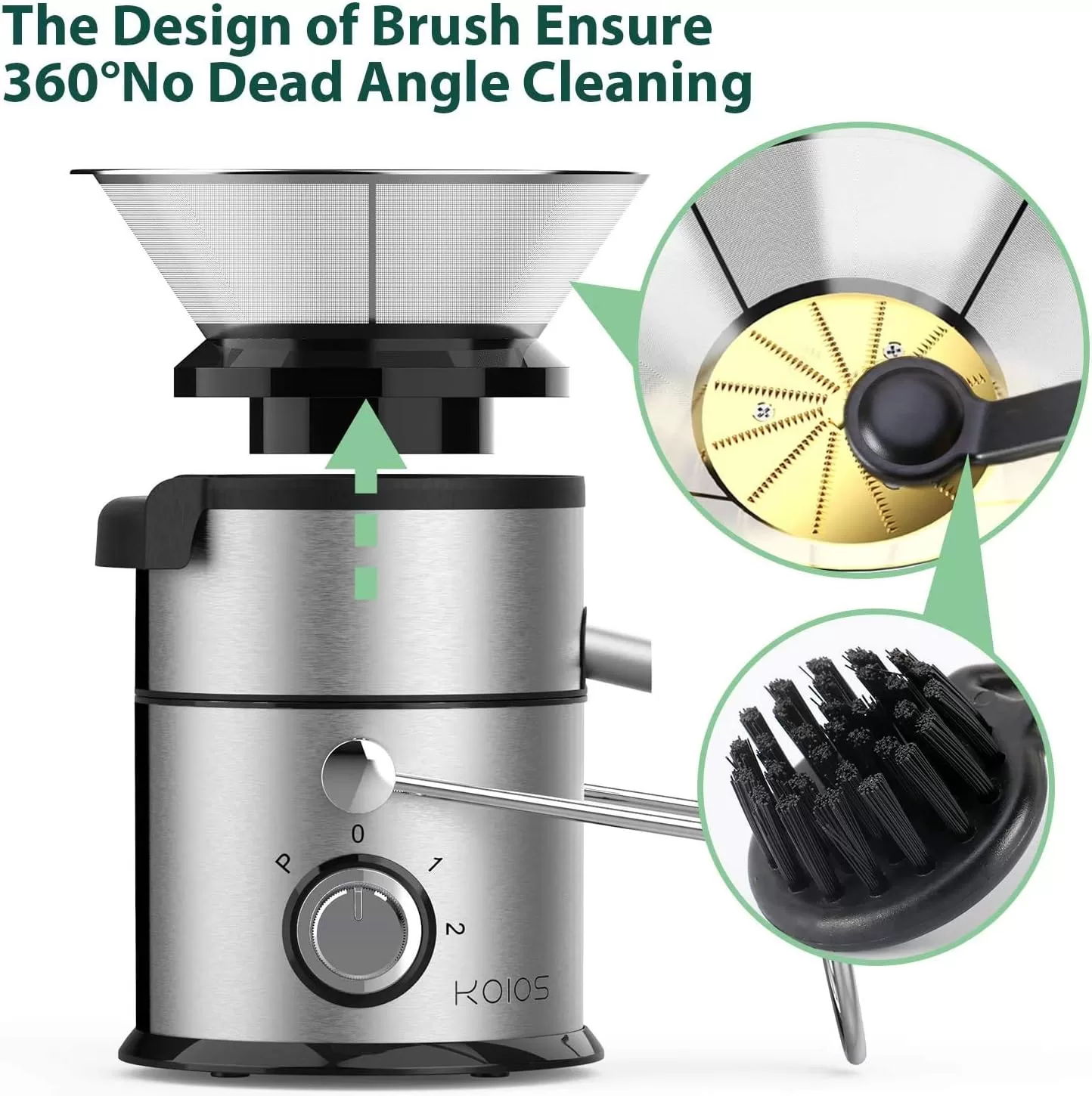 1300W KOIOS Centrifugal Juicer Machines, Juice Extractor with Extra Large 3inch Feed Chute
