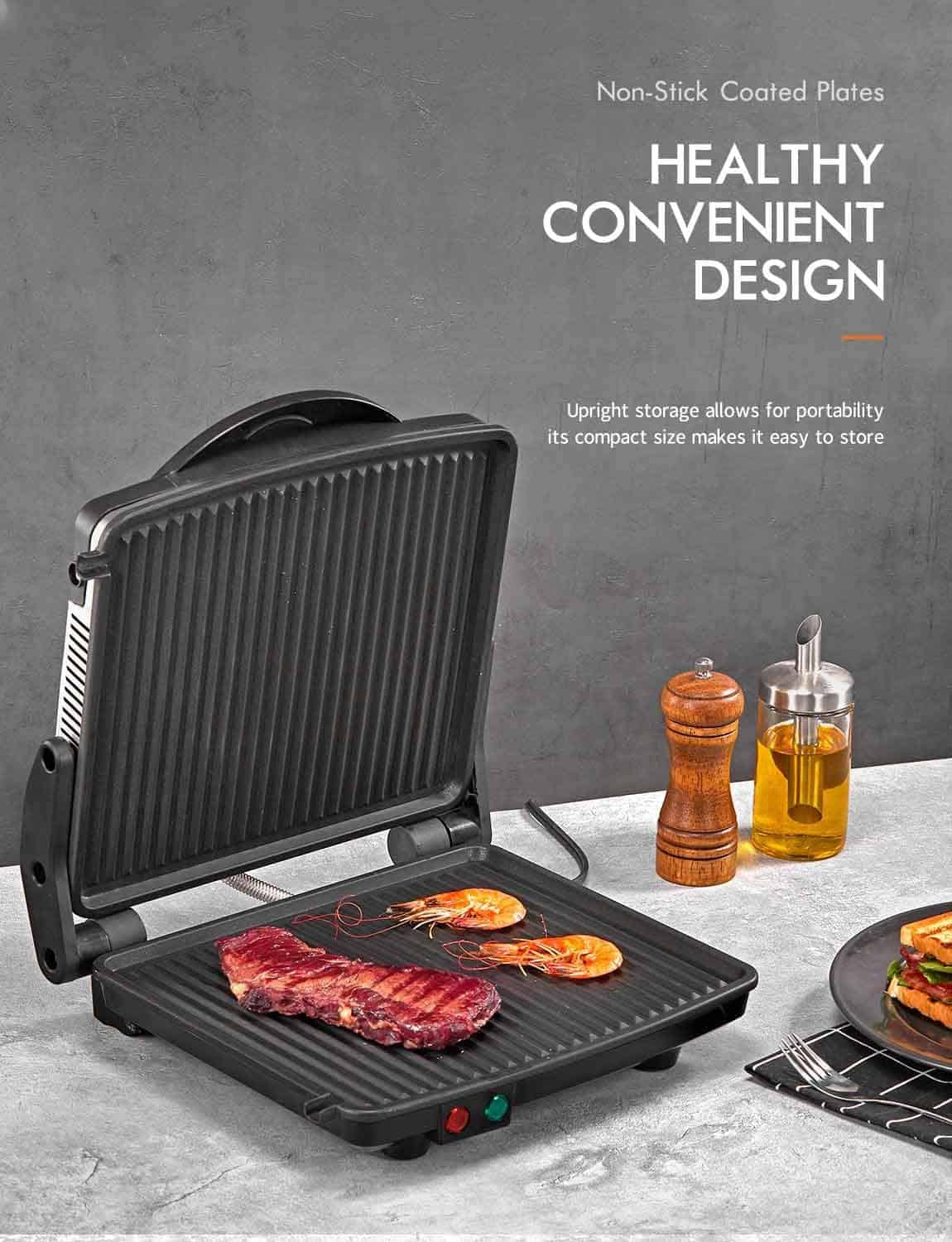 Yabano Gourmet Sandwich Maker Non-Stick Coated Plates 11" x 9.8", 4 Slice