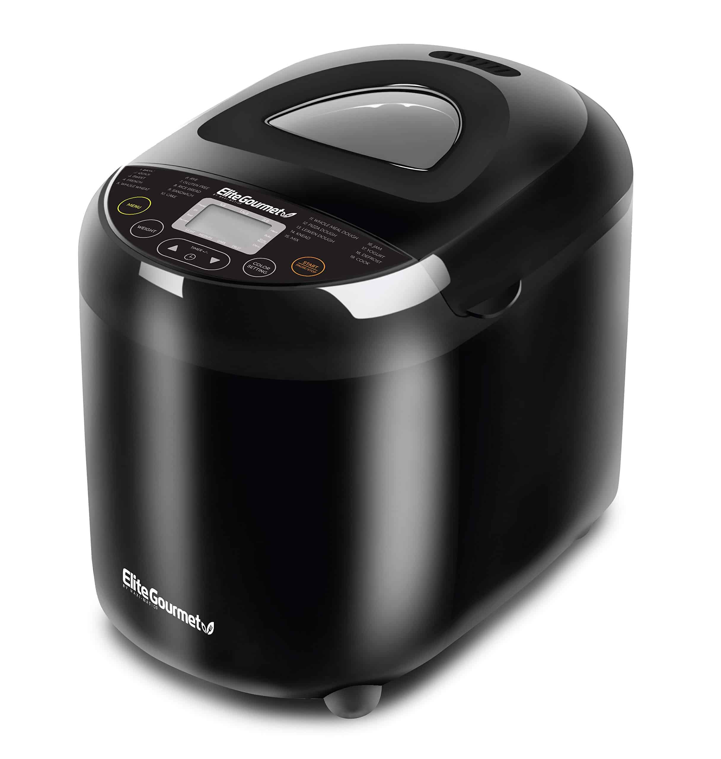 Elite Gourmet EBM8103B Programmable Bread Maker Machine 3 Loaf Sizes, 2 Lbs, Black