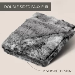 Everlasting Comfort Luxury Plush Blanket - Cozy, Soft, Fuzzy Faux Fur Throw Blanket for Couch (Gray)
