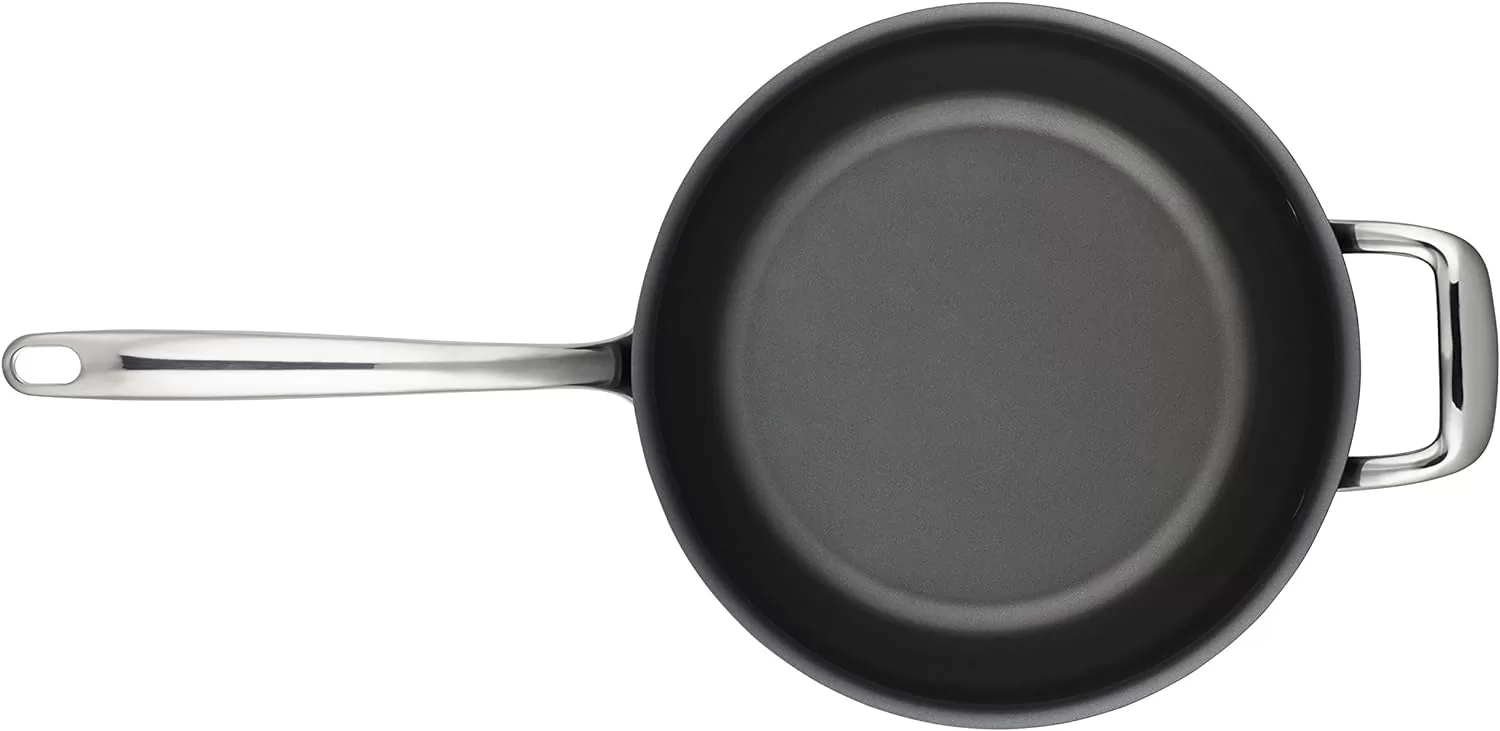Breville Thermal Pro Hard Anodized Nonstick Sauce Pan/Saucepan/Saucier with Lid and Helper Handle, 4 Quart, Gray