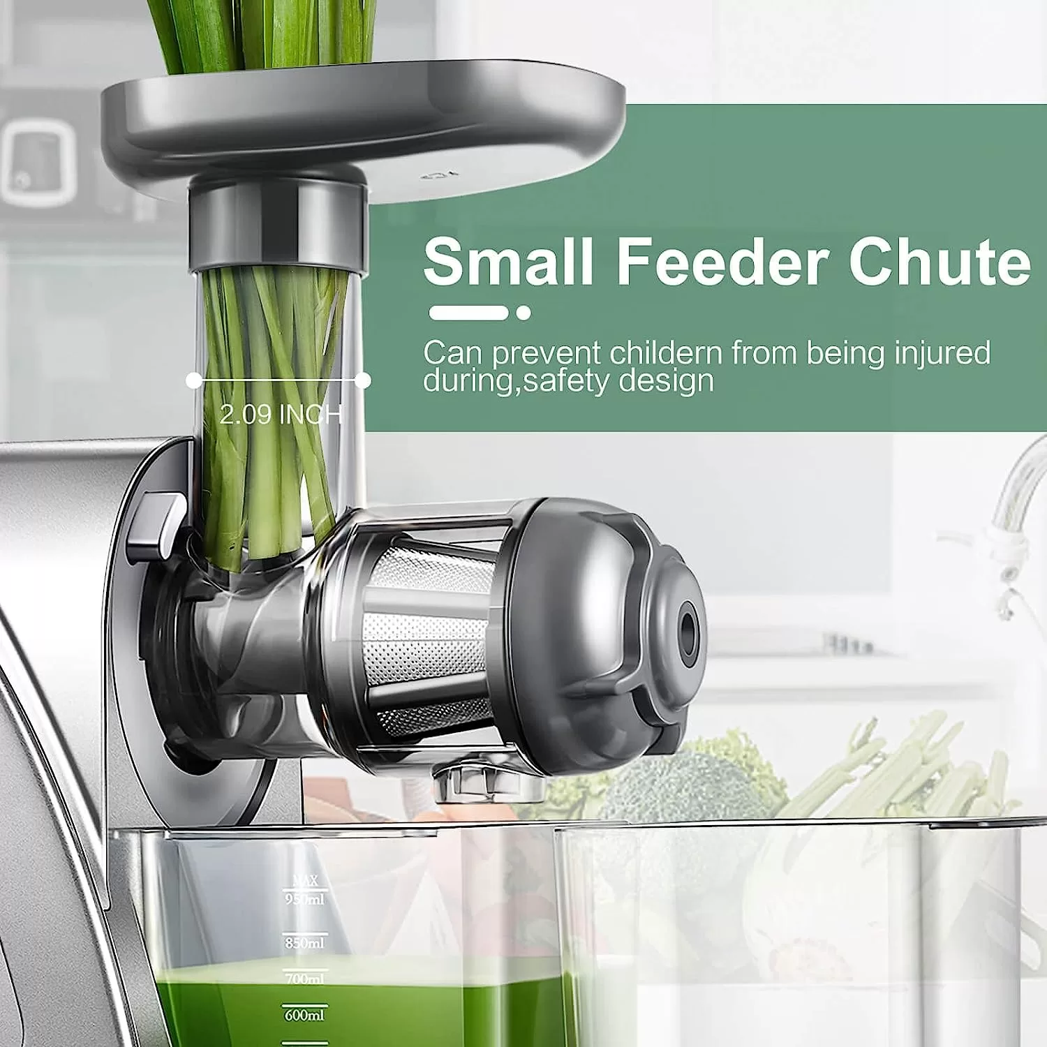 Aobosi Slow Masticating Cold Press Juicer, Quiet Motor, High Yield, Juice Jug & Brush, Gray