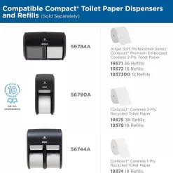 Compact Coreless 2-Ply Recycled Toilet Paper by GP PRO (Georgia-Pacific), 19375, 1,000 Sheets Per Roll, 36 Rolls Per Case