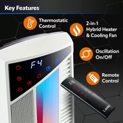 Lasko Oscillating Hybrid Fan and Space Heater for Home, All Season High Velocity Hybrid, White, 1500W, FHV820