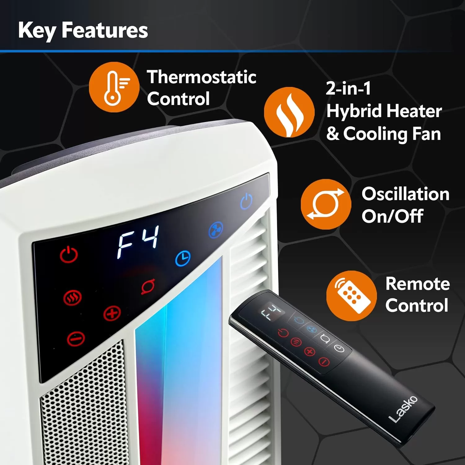 Lasko Oscillating Hybrid Fan and Space Heater for Home, All Season High Velocity Hybrid, White, 1500W, FHV820