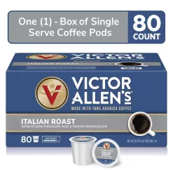 Victor Allen's Coffee Italian Roast, Dark Roast, 80 Count, Single Serve Coffee Pods for Keurig K-Cup Brewers