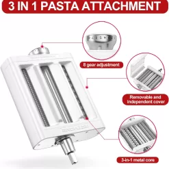 RETHONE Pasta Maker Attachment for KitchenAid Stand Mixers -3 in 1 Set Pasta Attachments