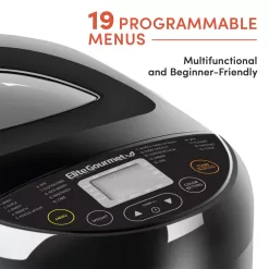 Elite Gourmet EBM8103B Programmable Bread Maker Machine 3 Loaf Sizes, 2 Lbs, Black