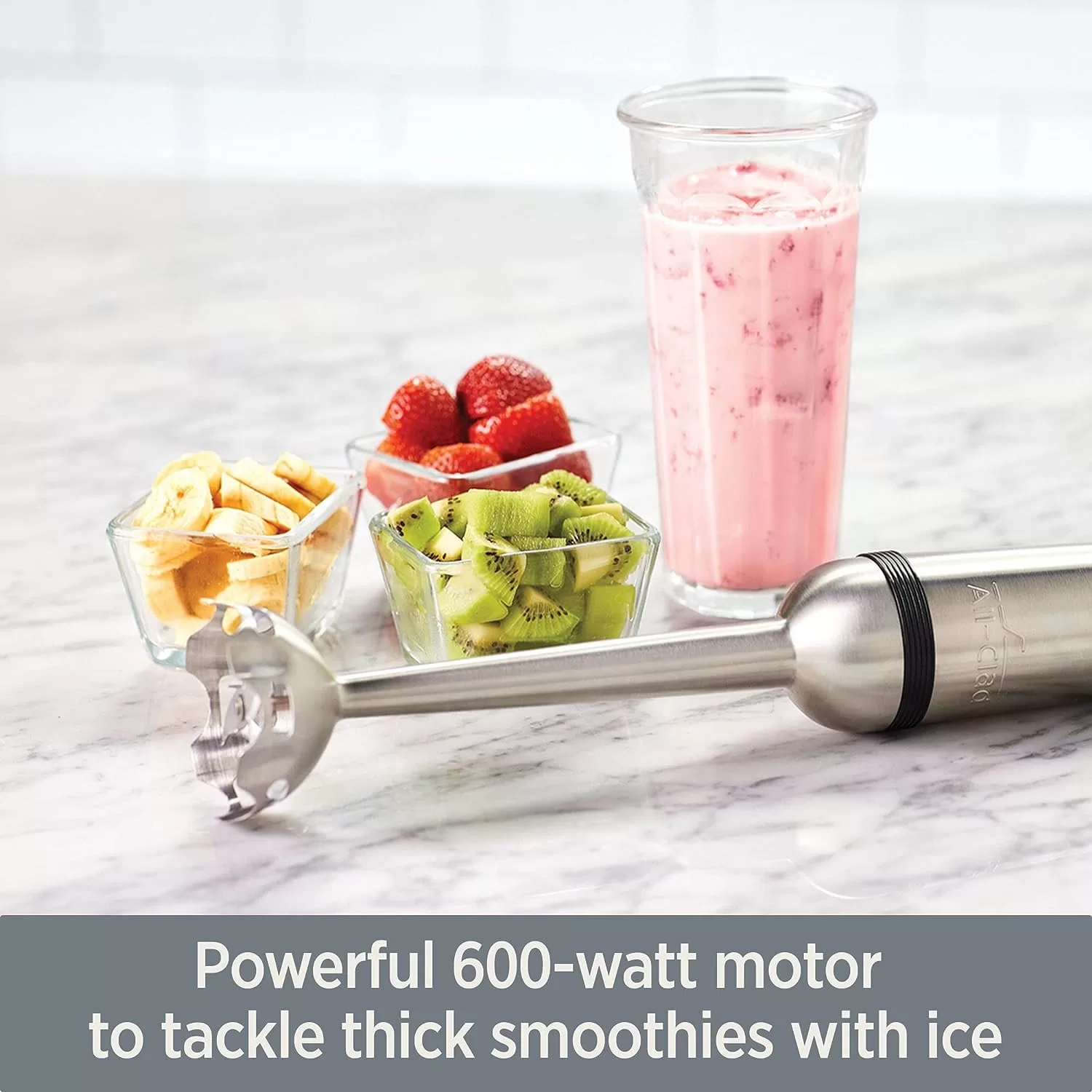 All-Clad Electrics Stainless Steel Immersion Blender 2 Piece Turbo Function 600 Watts Detachable, 9-1/4-inch