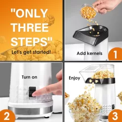 Vminno 1200W Fast Hot Air Popcorn Popper - 4.5 Quarts, Electric Popcorn Machine