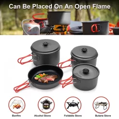 Alocs Camping Cookware Set Camping Gear, Compact Camping Pots and Pans Set, Durable Hard Alumina Camping Cooking Set