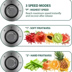 1300W KOIOS Centrifugal Juicer Machines, Juice Extractor with Extra Large 3inch Feed Chute
