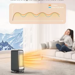Wind Talk Space Heaters for Indoor Use, 1500W Ceramic Electric Heater, Portable Heater