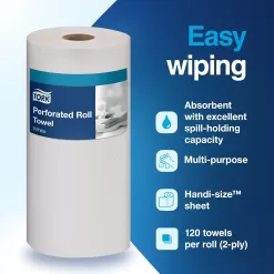 Tork Handi-Size Perforated Roll Towel White, Certified Compostable, 30 x 120 Towels, HB9201