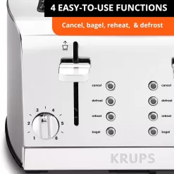 KRUPS Breakfast Essentials Stainless Steel Toaster, 4-Slice