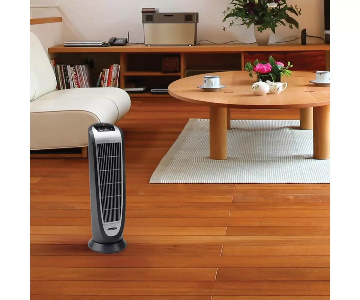 Lasko 5160 Portable Electric 1500 Watt Room Oscillating Ceramic Tower Space Heater with Remote, Adjustable Thermostat, Digital Controls, and Timer