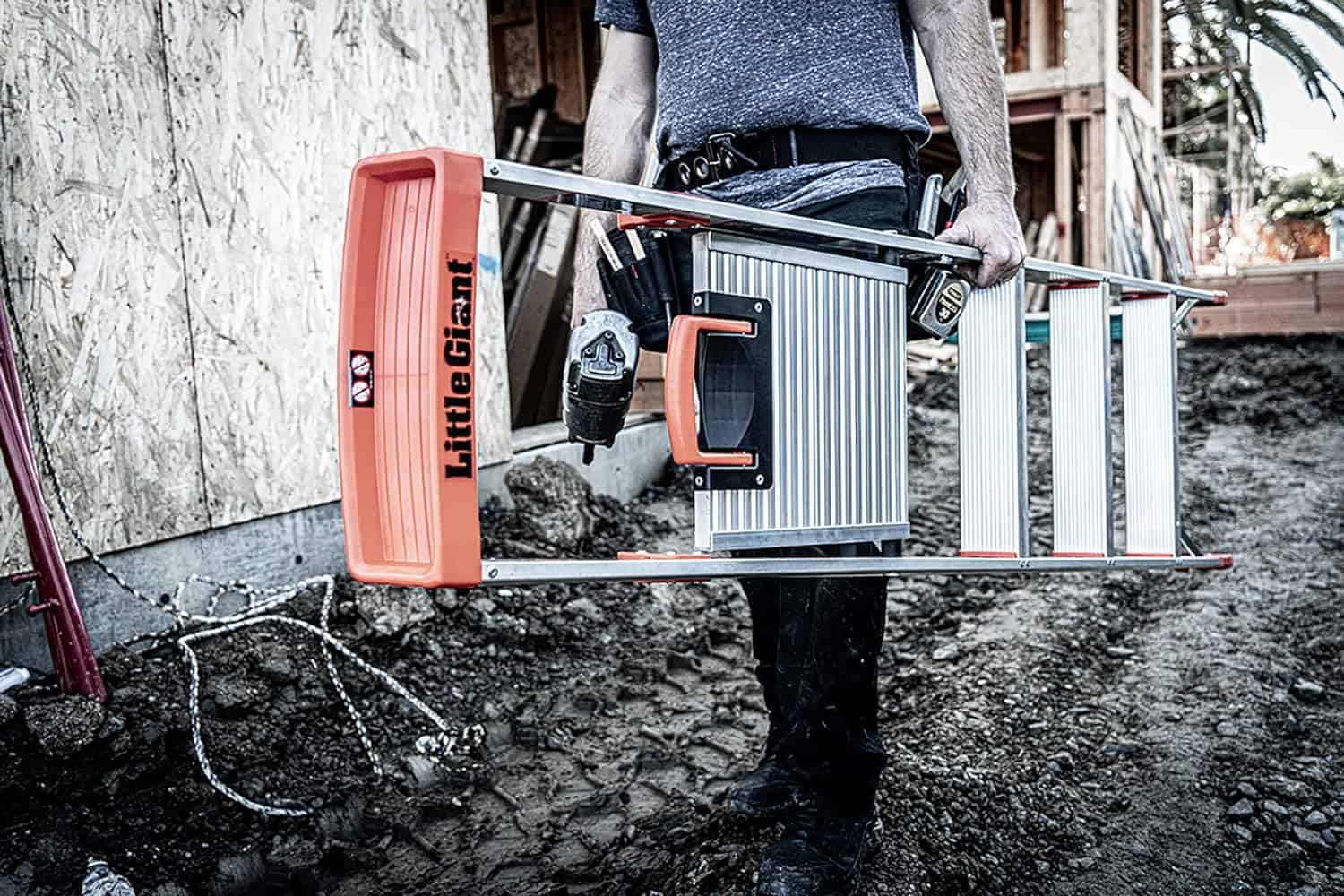 Little Giant Ladder Systems Flip N Lite 6 Foot 300 Pound Capacity Aluminum Lightweight Slim Stepladder Ladder