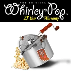 Original Whirley Pop Popcorn Maker - 6 Quart Popcorn Popper, Popcorn Maker With Metal Gears
