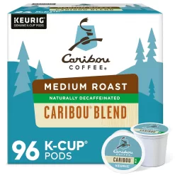 Caribou Coffee Caribou Blend Decaf, Single-Serve Keurig K-Cup Pods, Medium Roast Coffee, 96 Count