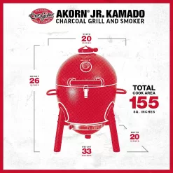 Char-Griller E86714 AKORN Jr. Kamado, Ash Portable Charcoal Grill