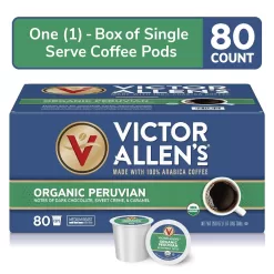 Victor Allen's Coffee Organic Peruvian, Medium Roast, 80 Count, Single Serve Coffee Pods for Keurig K-Cup Brewers