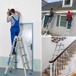 LUISLADDERS Ladder, A Frame 3 Step Ladder Telescoping Ladder
