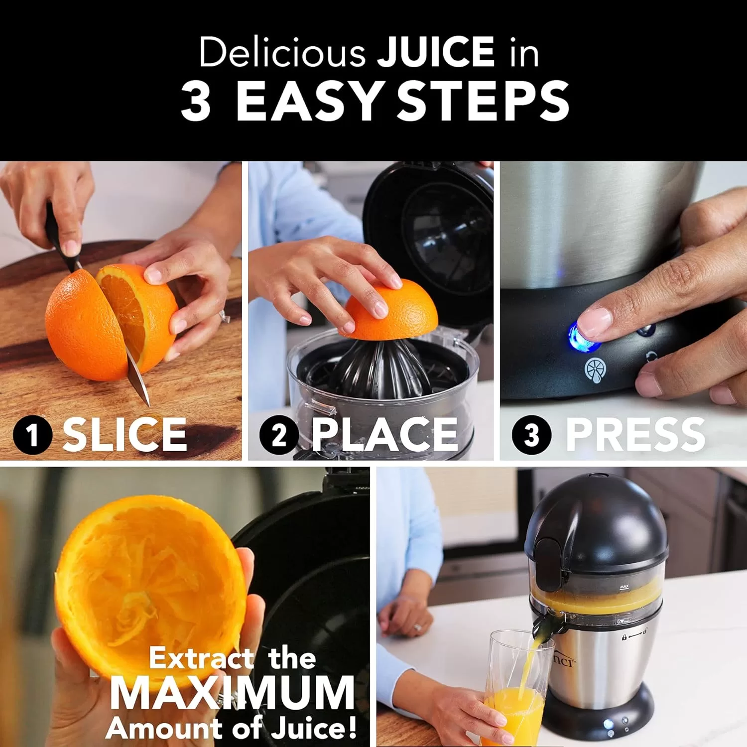 Effortless Citrus Juicing with Vinci's Hands-Free Electric Juicer