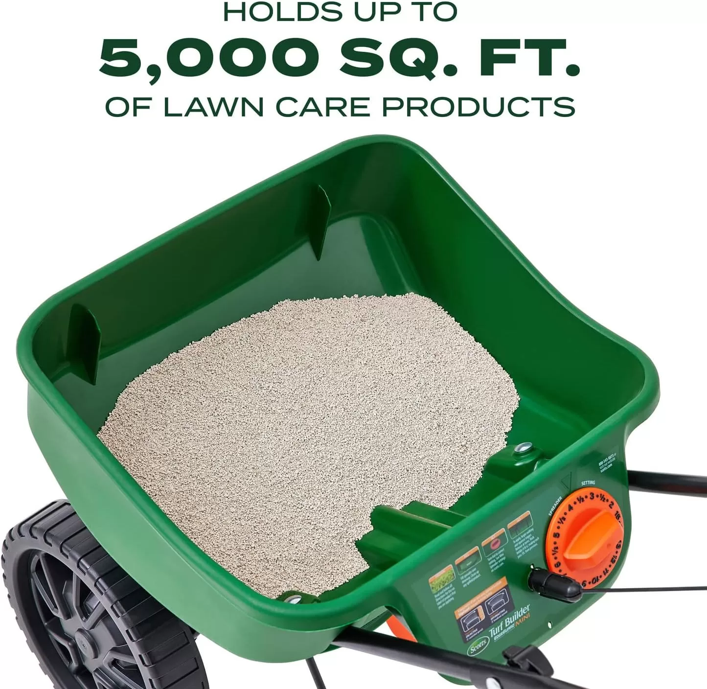 Scotts Turf Builder EdgeGuard Mini Broadcast Spreader - Holds Up to 5,000 sq. ft. of Lawn Product, Green