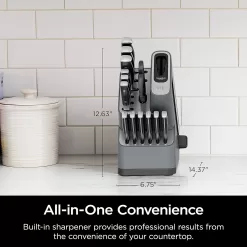 Ninja K32014 Foodi NeverDull Premium Knife System, 14 Piece Knife Block Set, Black