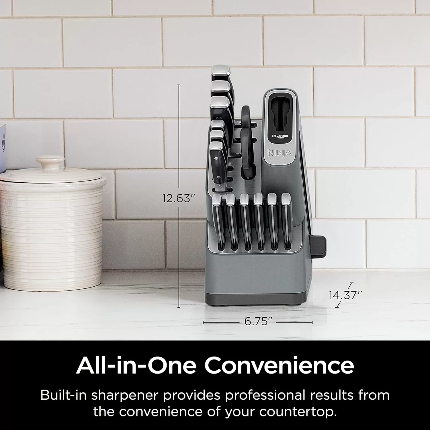 Ninja K32014 Foodi NeverDull Premium Knife System, 14 Piece Knife Block Set, Black