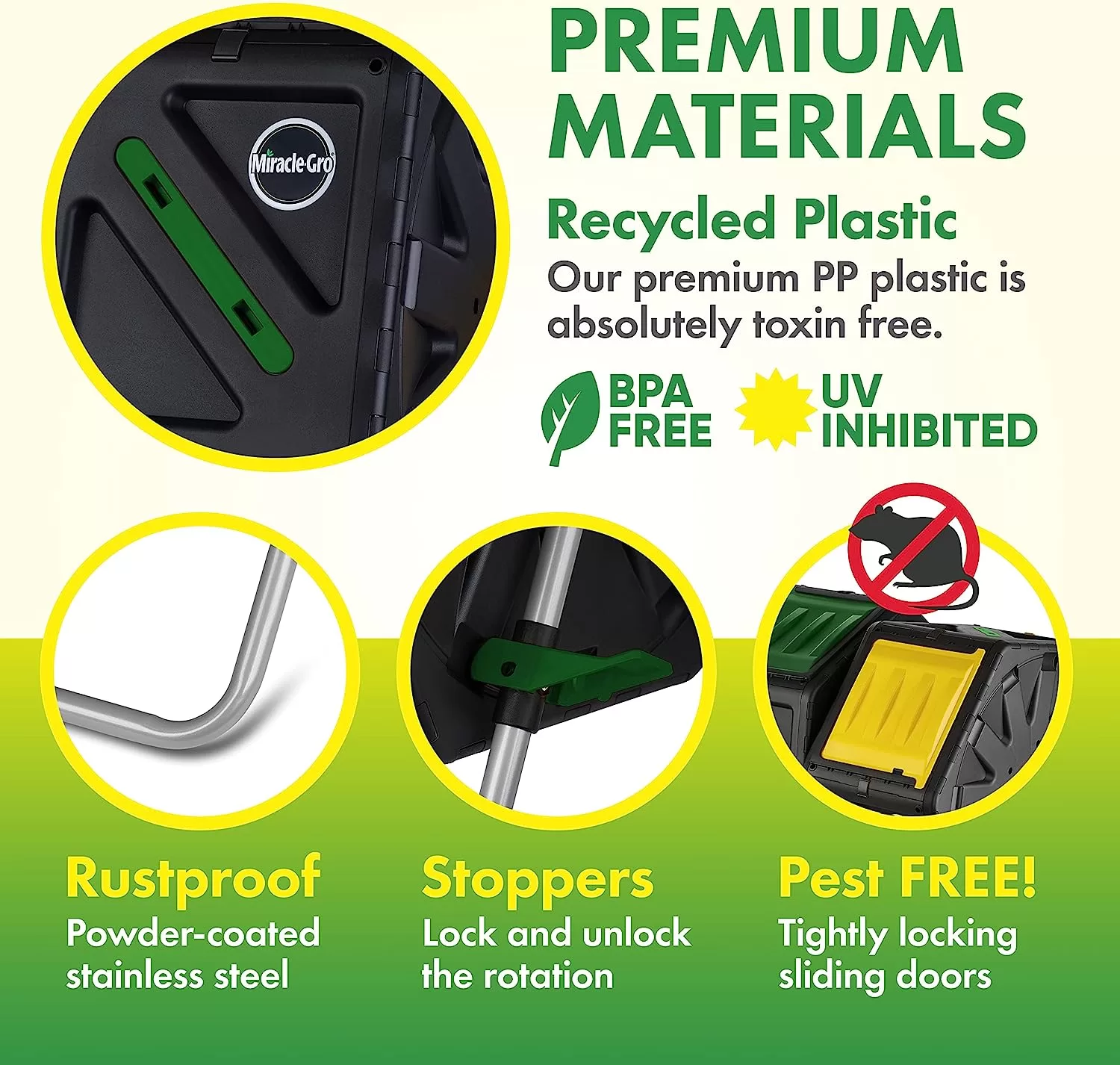 Miracle-Gro Dual Chamber Compost Tumbler – Easy-Turn, Fast-Working System (2 – 18.5gallon /70 Liter)