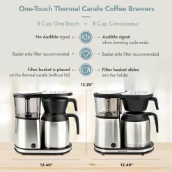 Bonavita Connoisseur 8 Cup Drip Coffee Maker Machine, One-Touch Pour Over Brewer w/Thermal Carafe, Stainless Steel