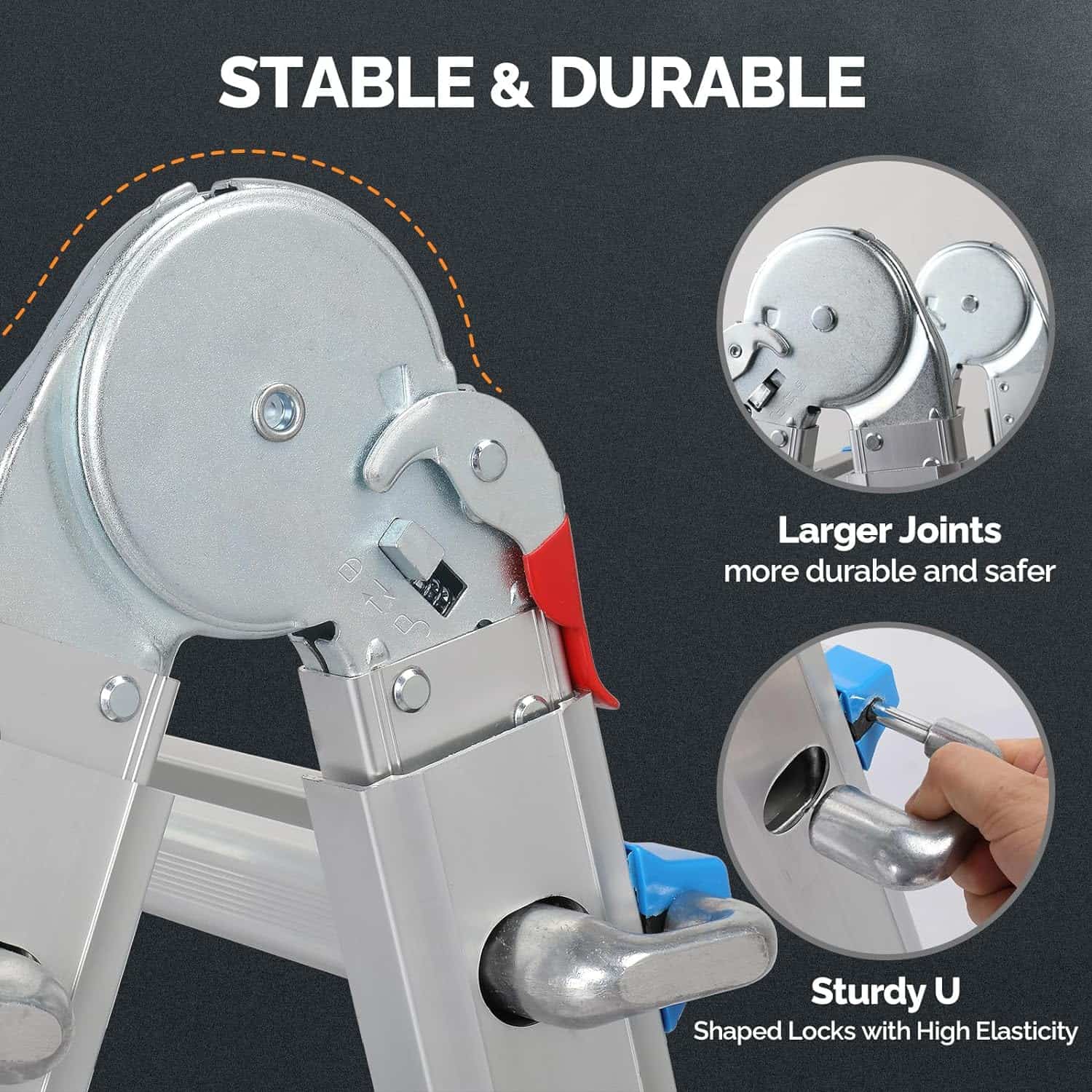 LUISLADDERS Ladder, A Frame 3 Step Ladder Telescoping Ladder