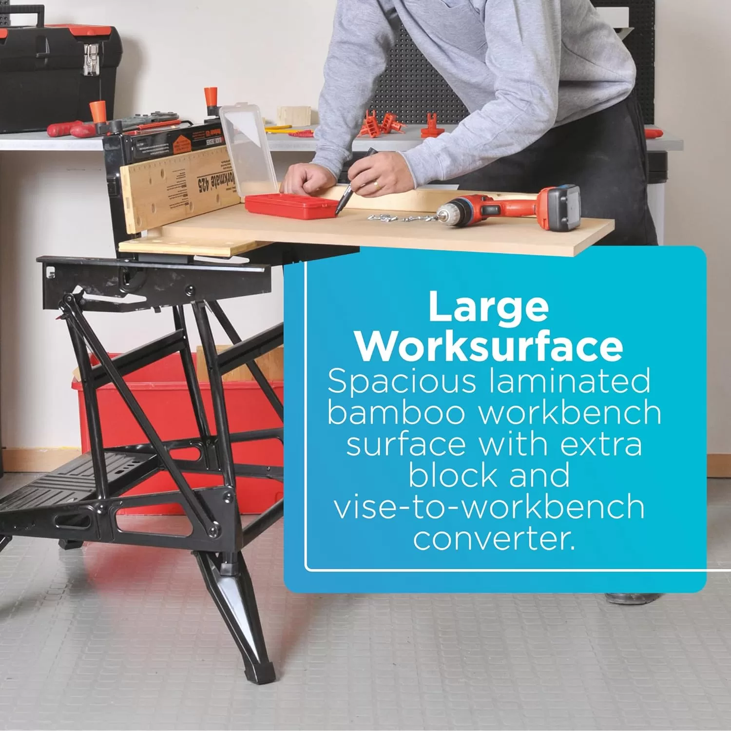 BLACK+DECKER Workbench, Workmate, Portable, Holds Up to 550 lbs (WM425-A)