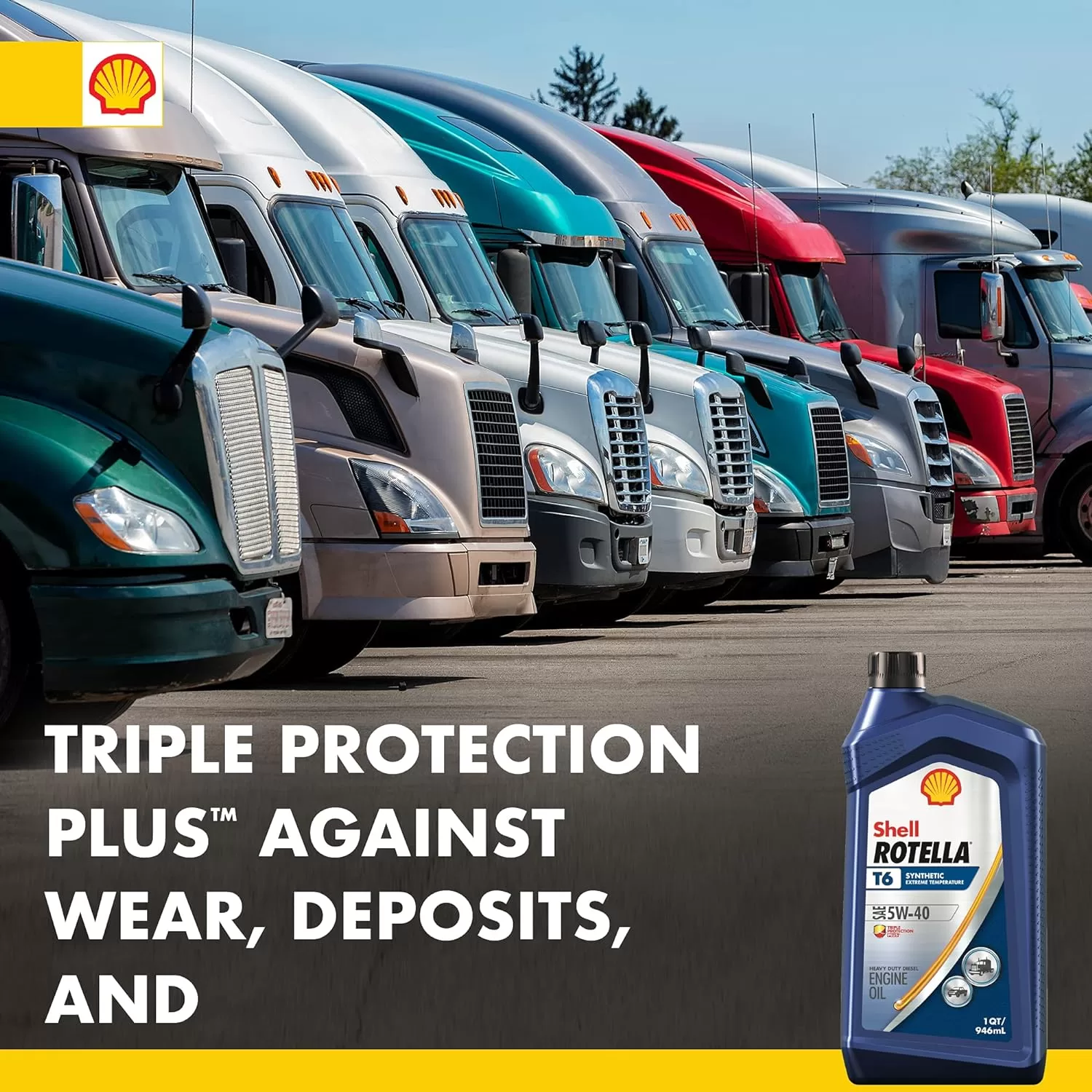 Shell Rotella T6 Full Synthetic 5W-40 Diesel Engine Oil (1-Quart, Case of 6)