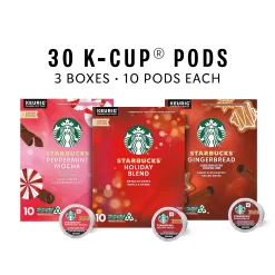 Starbucks K-Cup Coffee Pods, Medium Roast And Naturally Flavored Coffee, Limited Edition Holiday Coffee Variety Pack, 100% Arabica, 3 Boxes (30 Pods Total)