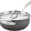 Breville Thermal Pro Hard Anodized Nonstick Sauce Pan/Saucepan/Saucier with Lid and Helper Handle, 4 Quart, Gray