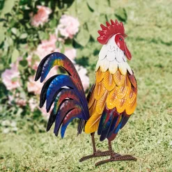 Natelf Metal Rooster Garden Statues & Sculptures, Chicken Yard Art Decor Standing Animal Lawn Ornament