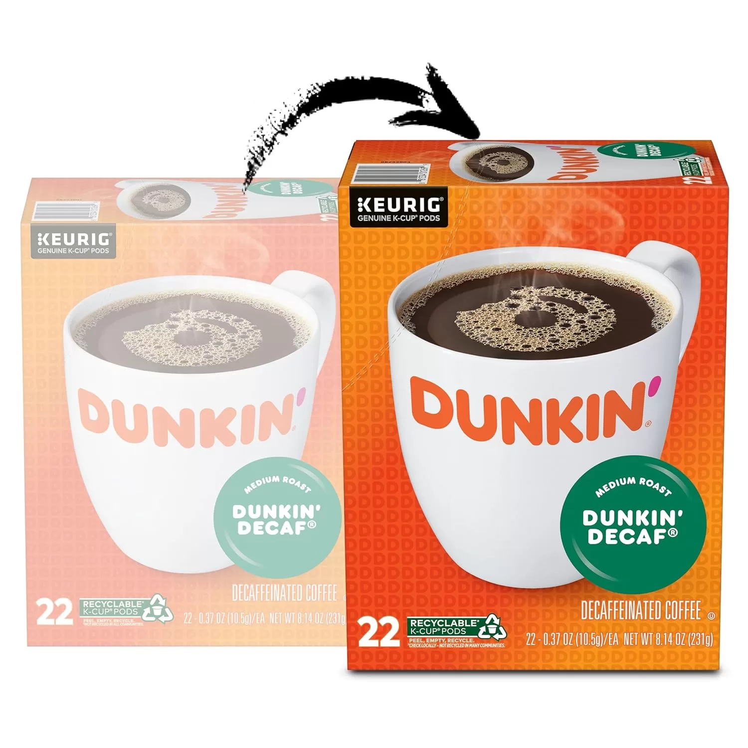 Dunkin' Decaf Medium Roast Coffee, 88 Keurig K-Cup Pods