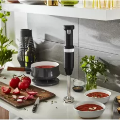 KitchenAid Cordless Variable Speed Hand Blender with Chopper and Whisk Attachment - KHBBV83, Matte Black