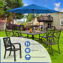 Incbruce 300lbs Patio Chairs Set of 4 Outdoor Dining Chairs, Metal Frame Stackable Patio Dining Chairs