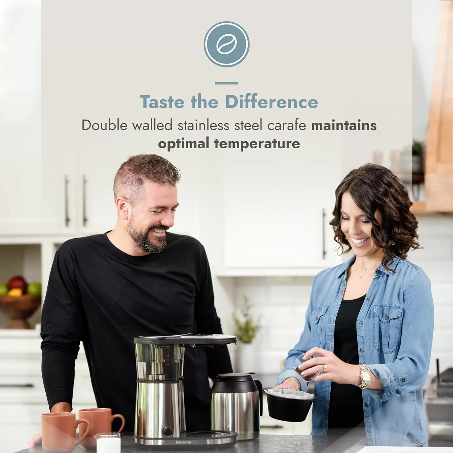 Bonavita Connoisseur 8 Cup Drip Coffee Maker Machine, One-Touch Pour Over Brewer w/Thermal Carafe, Stainless Steel