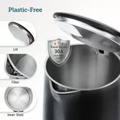 COSORI Electric Kettle Stainless Steel Interior Double Wall, Wide-Open Lid 1.5L 1500W Electric Tea Kettle, Black