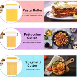 Pasta Maker Attachment for Kitchenaid Mixers, Noodle Maker 3 in 1 Set of Pasta Sheeter Fettuccine Cutter Spaghetti Cutter